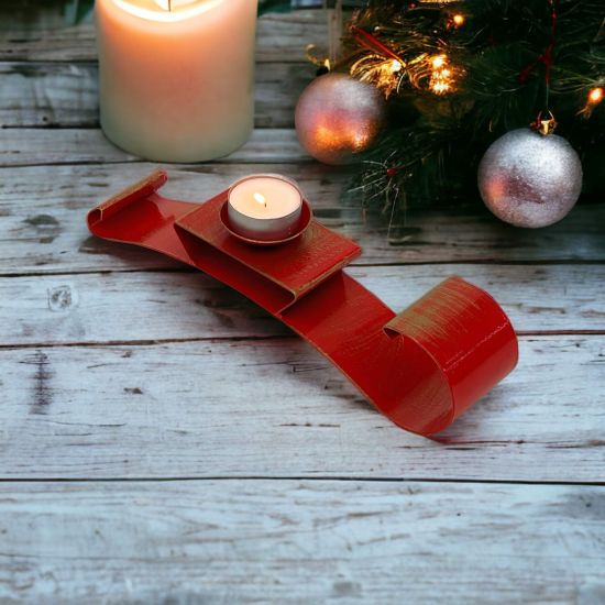 DanDiBo Schlitten Rot Metall Stehend Weihnachtsdeko Deko Weihnachten Kerzenhalter Teelichthalter Winter Modern