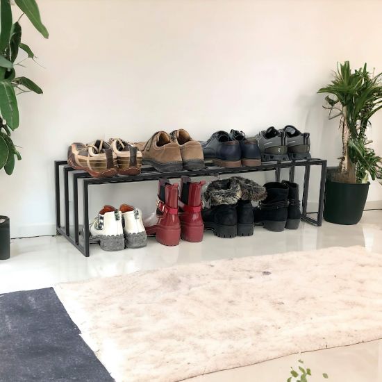 DanDiBo Shoe rack Metal Black 1 level 96551 Shoe rack Shoe stand Modern Sturdy Solid Shoe cabinet Shelf