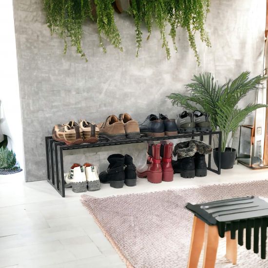 DanDiBo Shoe rack Metal Black 1 level 96551 Shoe rack Shoe stand Modern Sturdy Solid Shoe cabinet Shelf