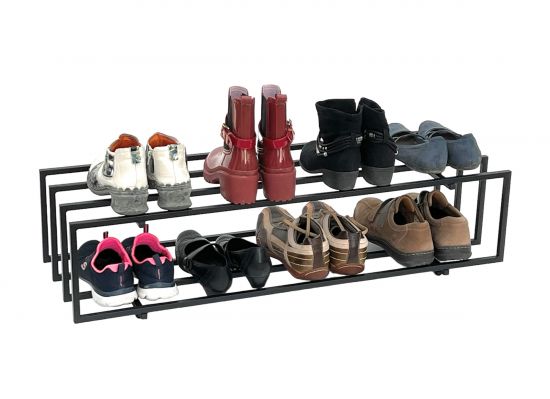 DanDiBo Schuhregal Metall Schwarz 2 Ebenen 96549 Schuhablage Schuhständer Modern Stabil Massiv Schuhschrank Ablage