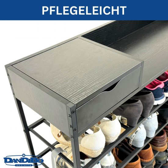 Preview: DanDiBo Schuhregal Platzsparend Metall Schwarz Modern 6 Etagen 100 cm mit Ablage Schuhständer mit Stauraum Schuhablage Schuhaufbewahrung Regal Design