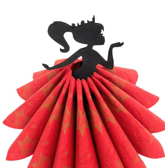 DanDiBo Serviettenhalter Schwarz Vintage aus Holz 28 cm Serviettenständer Mädchen Prinzessin 96397 Freistehständer Tischtuchspender