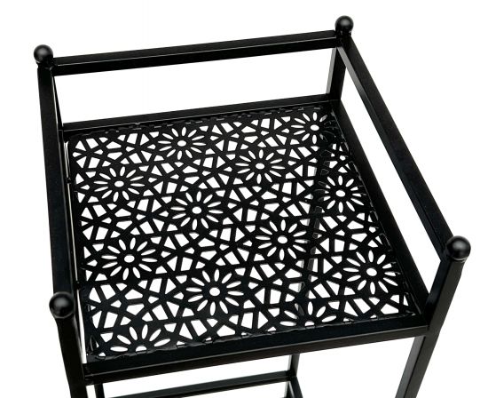 Preview: DanDiBo Standregal Schwarz Metall Schmal Stehend 3 Ebenen 110 cm Regal Küche Küchenregal 96485 Metallregal Eisen Modern