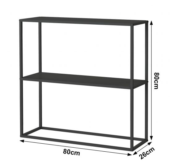 Preview: DanDiBo Konsolentisch Metall Schwarz Schmal mit 2 Ebenen Modern 80x80x25 cm Regal Stehend Standregal 96473 Metallregal mit Ablage