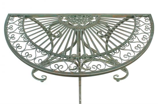 Tisch Halbrund Wandtisch Halbtisch 130434 Beistelltisch aus Metall 90 cm Gartentisch Konsole