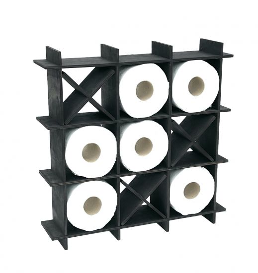 DanDiBo Toilettenpapierhalter Schwarz Holz Tic Tac Toe 96421 Klopapierhalter WC Freistehend Ersatzrollenhalter Papierhalter Rollenhalter