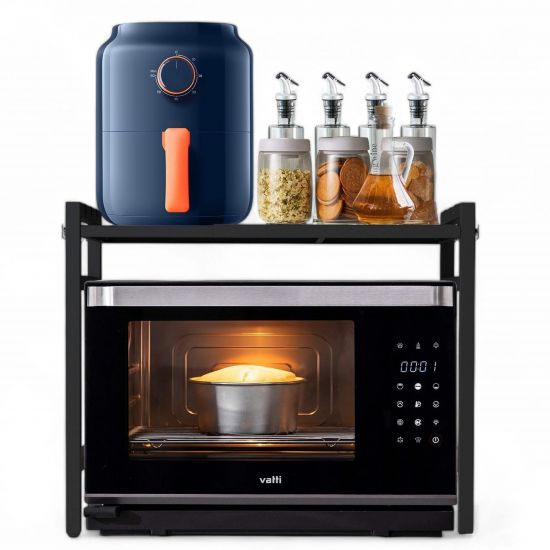 DanDiBo Verstellbares Küchenregal für Arbeitsplatte Schwarz Stehend 2 Stufig 40-64 cm Regal Küche 96613 Standregal