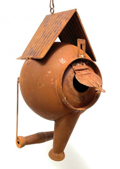 Preview: DanDiBo Vogelhaus zum Aufhängen Edelrost Deko Rost Gießkanne Wetterfest 96422 Nistkasten Futterstation für Vögel Shabby mit Kette hängend Metallkanne Kanne Balkon