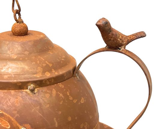 DanDiBo Vogelhaus zum Aufhängen Edelrost Deko Rost Gießkanne Wetterfest 96423 Nistkasten Futterstation für Vögel Shabby mit Kette hängend Metallkanne Kanne Balkon