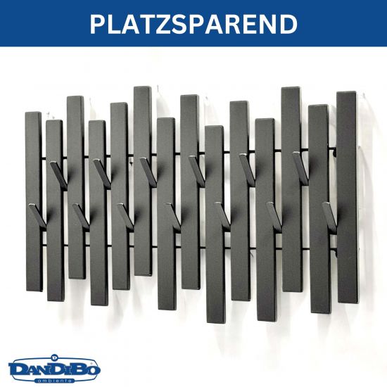 DanDiBo Wandgarderobe Schwarz Metall Modern 96637 Garderobe Wand mit Haken Garderobenleiste Hakenleiste Garderobenhaken