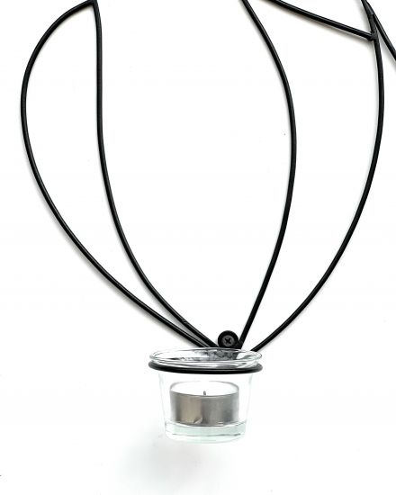 Preview: DanDiBo Wandteelichthalter Metall Schwarz 50 cm Dame Wandkerzenhalter 96324 Teelichthalter Wand Teelicht Wandleuchter