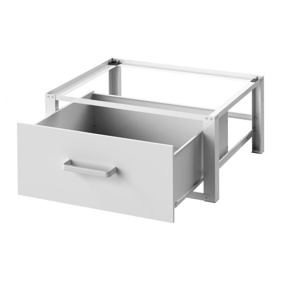 DanDiBo Washing machine base with drawer Metal White 96502 Washing machine base Washing machine pedestal Raised pedestal Modern Rubberised
