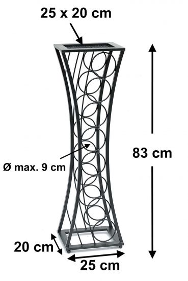 Preview: DanDiBo Weinregal Metall Schwarz Stehend Mika 80 cm 96536 Flaschenregal Flaschenständer Flaschenhalter Schmal Modern