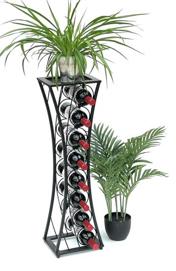 Preview: DanDiBo Weinregal Metall Schwarz Stehend Mika 80 cm 96536 Flaschenregal Flaschenständer Flaschenhalter Schmal Modern