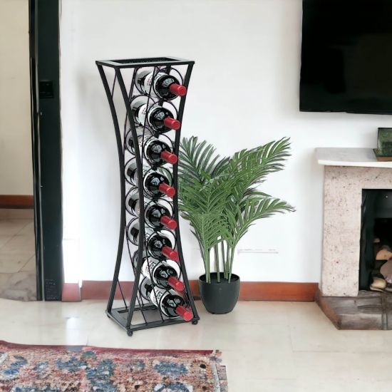 DanDiBo Weinregal Metall Schwarz Stehend Mika 80 cm 96536 Flaschenregal Flaschenständer Flaschenhalter Schmal Modern