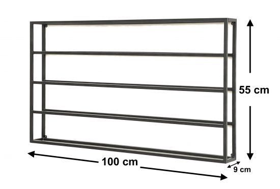 Preview: DanDiBo Weinregal Metall Wand 100 cm Schwarz Flaschenregal 96239 Flaschenhalter Wandmontage Modern Wandhalter Wandregal für 15 Flaschen