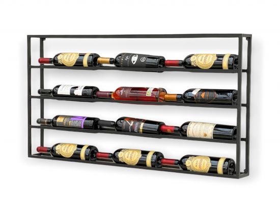 Preview: DanDiBo Weinregal Metall Wand 100 cm Schwarz Flaschenregal 96239 Flaschenhalter Wandmontage Modern Wandhalter Wandregal für 15 Flaschen