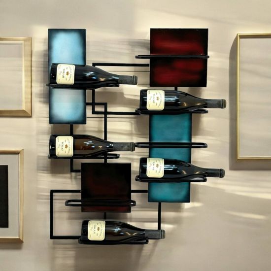 DanDiBo Wine Rack Wall Metal Black 8 Bottles Narrow 96618 Design Bottle Rack Modern Wine Holder