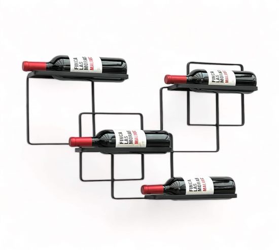 DanDiBo Wine Rack Wall Metal Black Wine Line Bottle Rack Bottle Rack Bottle Holder for 4 Bottles Narrow Modern Design