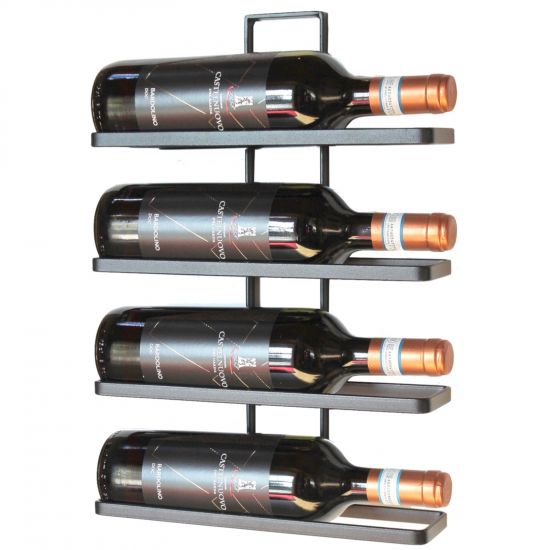 Weinregal aus Metall in Schwarz für die Wandmontage 4-Wine erweiterbar Flaschenständer Flaschenregal Flaschenhalter