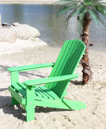 DanDiBo Strandstuhl Sonnenstuhl aus Holz Grün Gartenstuhl klappbar Adirondack Chair Deckchair