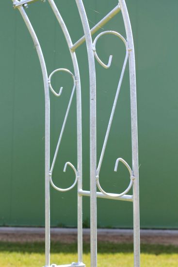 DanDiBo Rosenbogen mit Tür Metall Verzinkt Breite 140 cm Rundbogen Feuerverzinkt Wetterfest Massiv Volleisen Rankhilfe