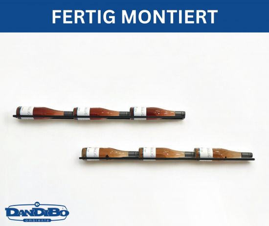 Preview: Weinregal Wand Metall 6 Flaschen Schwarz Linea 2er Set schwebende Weinhalterung Flaschenregal Schmal