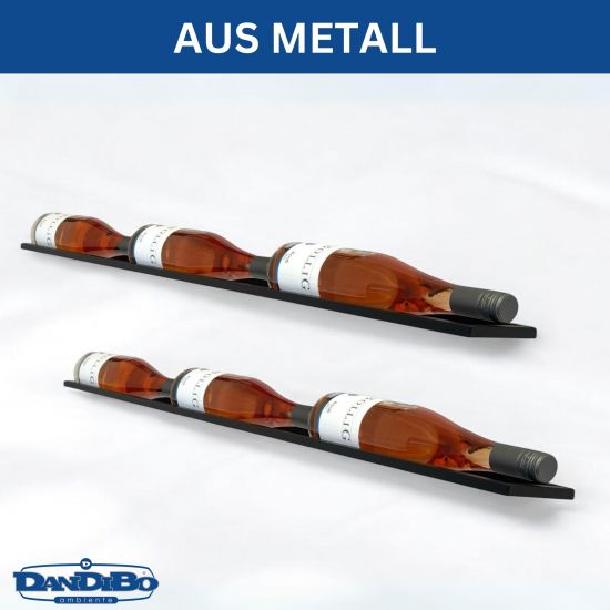 Weinregal Wand Metall 6 Flaschen Schwarz Linea 2er Set schwebende Weinhalterung Flaschenregal Schmal