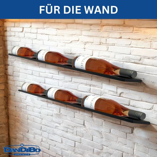 Weinregal Wand Metall 6 Flaschen Schwarz Linea 2er Set schwebende Weinhalterung Flaschenregal Schmal