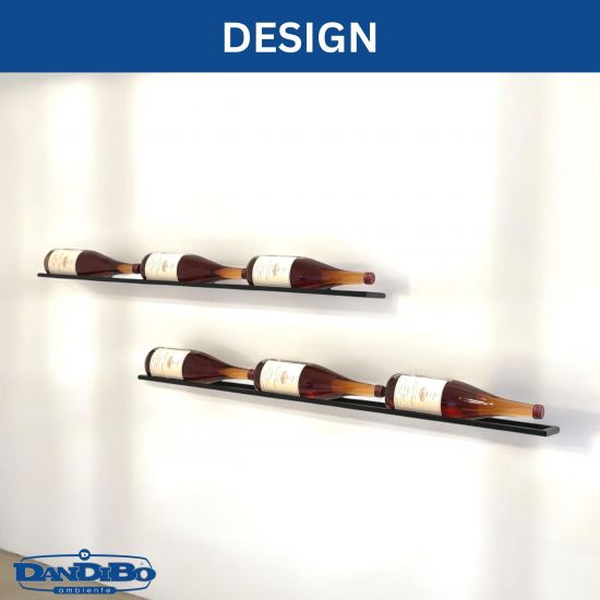 Weinregal Wand Metall 6 Flaschen Schwarz Linea 2er Set schwebende Weinhalterung Flaschenregal Schmal