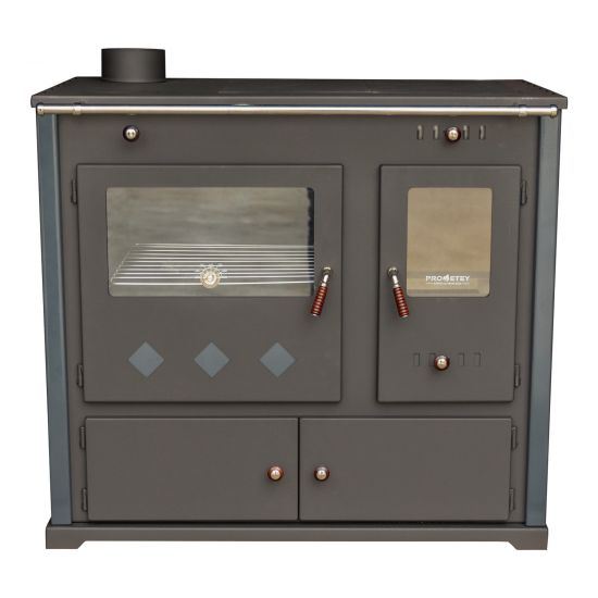 Preview: Kaminofen mit Backfach und Herdplatte Pracktik Lux Anthrazit RAL 7016 LINKS Holzofen 9,5 kW Kamin Ofen Dauerbrandofen Werkstattofen Schwedenofen Hüttenofen Heizofen