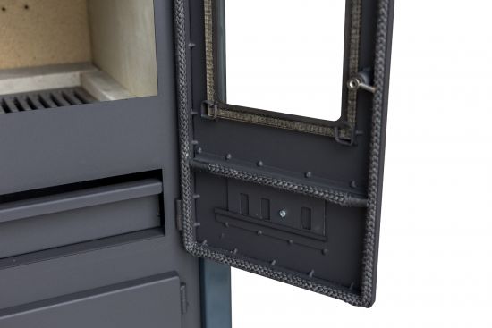 Preview: Kaminofen mit Backfach und Herdplatte Pracktik Lux Anthrazit RAL 7016 LINKS Holzofen 9,5 kW Kamin Ofen Dauerbrandofen Werkstattofen Schwedenofen Hüttenofen Heizofen