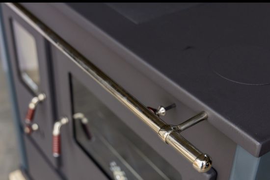 Preview: Kaminofen mit Backfach und Herdplatte Pracktik Lux Anthrazit RAL 7016 RECHTS Holzofen 9,5 kW Kamin Ofen Dauerbrandofen Werkstattofen Schwedenofen Hüttenofen Heizofen