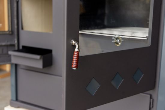 EEK A+ Wood-burning stove with baking compartment and hob Pracktik Lux Anthracite RAL 7016 RIGHT Wood-burning stove 9.5 kW Wood-burning stove Permanent wood-burning stove Workshop stove Swedish stove Cottage stove Heating stove