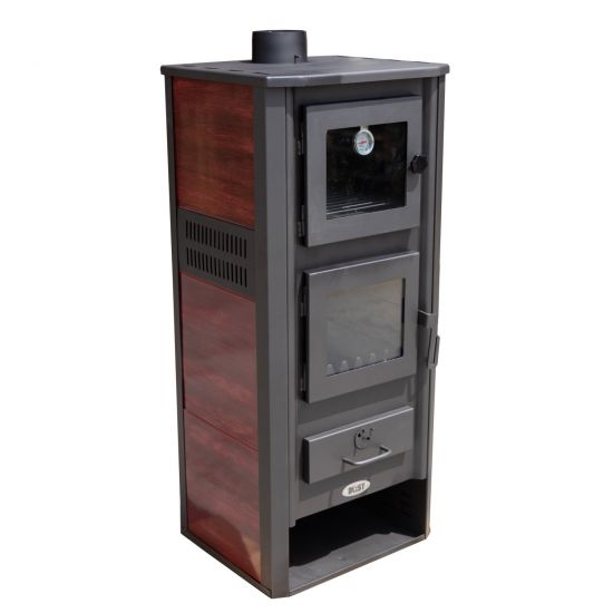 Preview: Kaminofen mit Backfach Rot Holzofen 12,1 kW Kamin Ambasador Ofen Dauerbrandofen Werkstattofen Schwedenofen Hüttenofen Heizofen