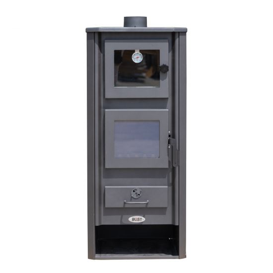 Preview: Kaminofen mit Backfach Rot Holzofen 12,1 kW Kamin Ambasador Ofen Dauerbrandofen Werkstattofen Schwedenofen Hüttenofen Heizofen