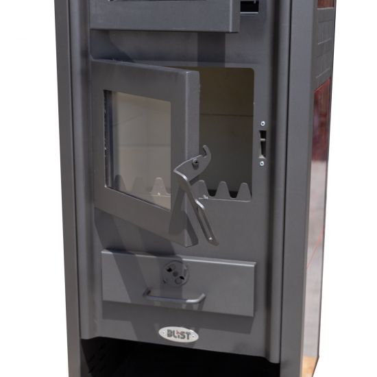 Preview: Kaminofen mit Backfach Rot Holzofen 12,1 kW Kamin Ambasador Ofen Dauerbrandofen Werkstattofen Schwedenofen Hüttenofen Heizofen