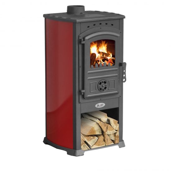 Preview: Kaminofen Rot Holzofen 7,2 kW Kamin Zar Ofen Dauerbrandofen Werkstattofen Schwedenofen Hüttenofen Heizofen