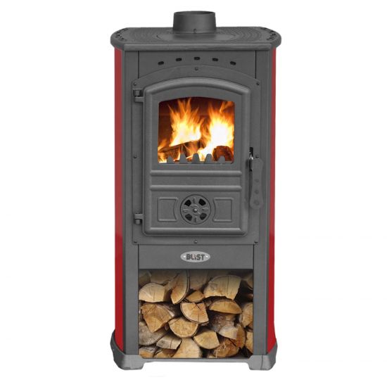 Preview: Kaminofen Rot Holzofen 7,2 kW Kamin Zar Ofen Dauerbrandofen Werkstattofen Schwedenofen Hüttenofen Heizofen