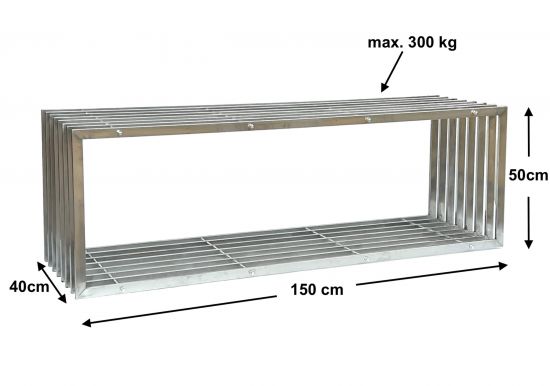 Preview: DanDiBo Gartenbank Edelstahl Metall Wetterfest Massiv 150 cm Sitzbank Bank Garten 96429 Parkbank Lamellenbank