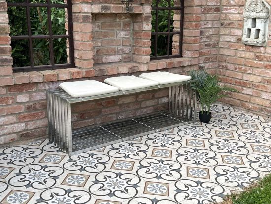 DanDiBo Gartenbank Edelstahl Metall Wetterfest Massiv 150 cm Sitzbank Bank Garten 96429 Parkbank Lamellenbank