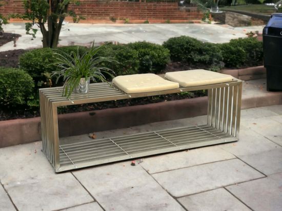 DanDiBo Gartenbank Edelstahl Metall Wetterfest Massiv 150 cm Sitzbank Bank Garten 96429 Parkbank Lamellenbank