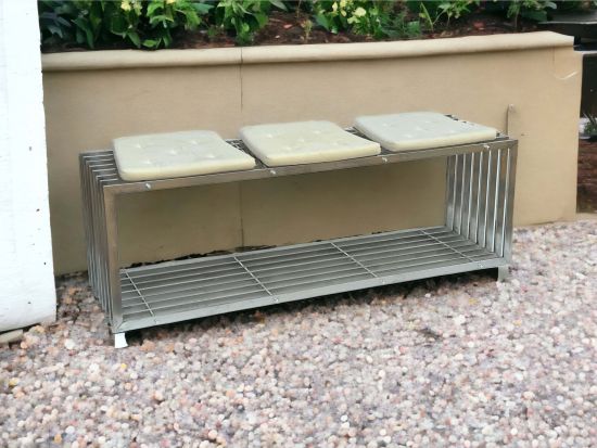 DanDiBo Gartenbank Edelstahl Metall Wetterfest Massiv 150 cm Sitzbank Bank Garten 96429 Parkbank Lamellenbank