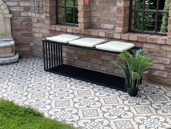 DanDiBo Gartenbank Metall Schwarz Wetterfest Massiv 150 cm Sitzbank Modern 96430 Parkbank Eisen Lamellenbank