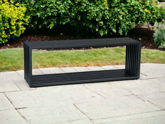 DanDiBo Gartenbank Metall Schwarz Wetterfest Massiv 150 cm Sitzbank Modern 96430 Parkbank Eisen Lamellenbank