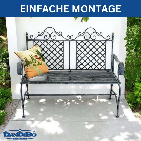 DanDiBo Garden Bench Weatherproof 2 Seater Metal Grey 120 cm 96592 Bench Iron Bench Garden Antique Park Bench
