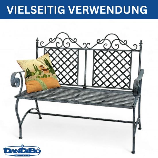 DanDiBo Garden Bench Weatherproof 2 Seater Metal Grey 120 cm 96592 Bench Iron Bench Garden Antique Park Bench