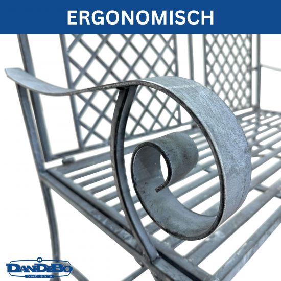 DanDiBo Garden Bench Weatherproof 2 Seater Metal Grey 120 cm 96592 Bench Iron Bench Garden Antique Park Bench