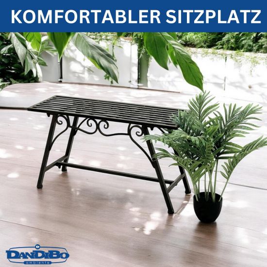DanDiBo Gartenbank Wetterfest Metall 83 cm Sitzbank mit Ornamenten "Cucciu S" Robuste Eisenbank im Antik-Design Ideal für Garten, Terrasse & Balkon