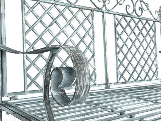 Preview: DanDiBo Gartenbank aus Metall Grau Bank 120 cm Sitzbank 96020 Baumbank Eisen Parkbank Garten Antik